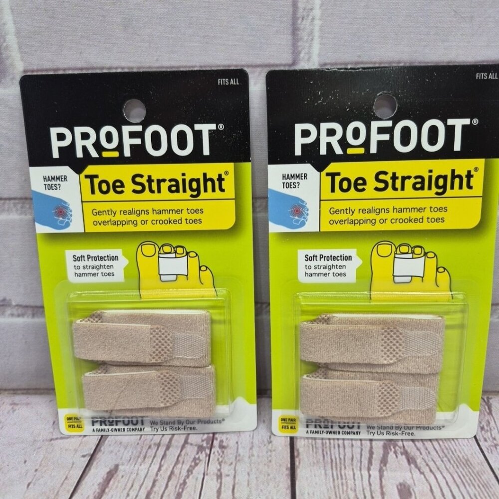 2 Pack- Profoot Toe Straight Hammertoe Wrap Comfortable One Size Fits All Gentle